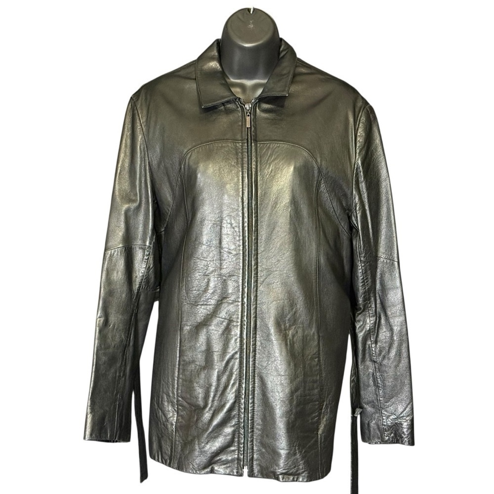 Vintage Wilson Leather Thinsulated Belted Jacket Black Removable Lining Size M